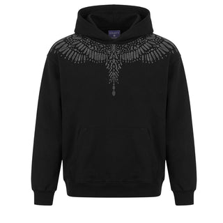 Marcelo Burlon Felpa Nera Con Cappuccio E Strass F6CMJGHS073-110 Per Bambina