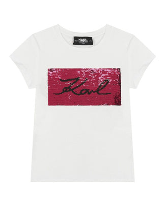 Karl Lagerfeld T-shirt bianca con paillettes Z30210