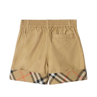 Burberry Bermuda Beige In Twill Con Risvolto Check 8133464 Per Bambino