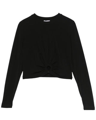 Lù:Lù T-shirt nera cropped in nylon LL3145