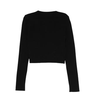 Elisabetta Franchi Cardigan nero cropped con logo EFMA177.C