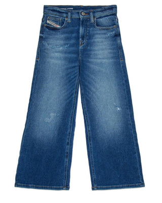 Diesel Jeans Wide Leg in denim blu da bambina J02323-KXBQF