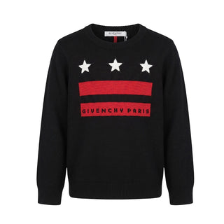 Givenchy Maglia Girocollo Nera In Misto Cotone Per Bambini H25065