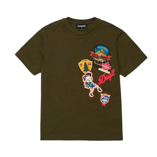 Dsquared2 T-shirt Verde In Jersey Con Patch DQ3399-DOAIT-DQ558 Per Bambino