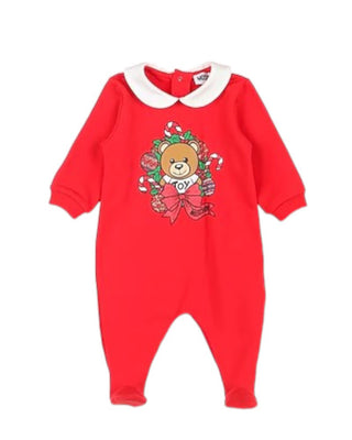 Moschino Teddy Christmas Romper mut03o In Warm Cotton