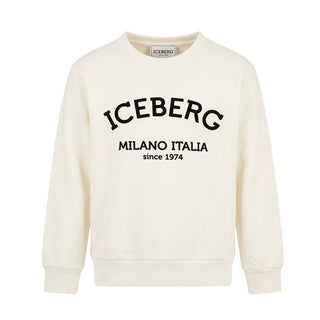 Iceberg Felpa Girocollo Avorio Con Logo MFICE7334J-V1 Per Bambini