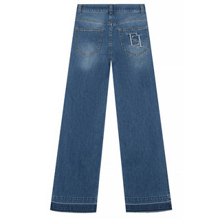 Elisabetta Franchi Jeans gamba dritta in denim blu EFPA290.0