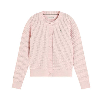 Tommy Hilfiger Cardigan Rosa A Trecce In Cotone KG0KG09076-TJQJ Per Bambina