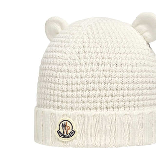 Moncler Cappello Panna In Lana Con Orecchie L29513B00005-040 Per Neonati