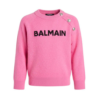 Balmain Maglia Fucsia In Misto Lana Per Bambina BV9B00-Z2412