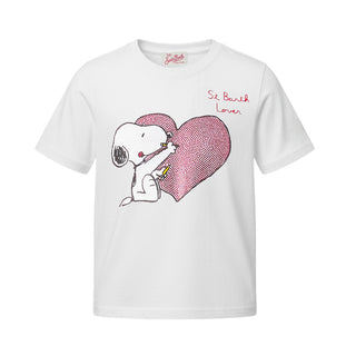 Mc2 Saint Barth T-shirt Bianca Elly Con Snoopy E Strass ELLI001/02121L Per Bambina