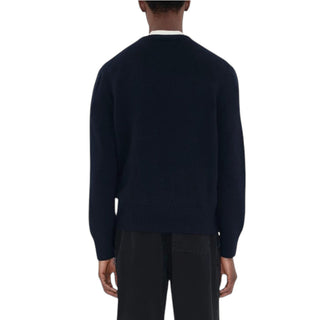 Burberry Maglia Blu In Cashmere E Lana Con Cavaliere 8114154-1004