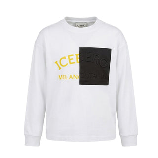 Iceberg T-shirt Bianca A Maniche Lunghe TSICE7308J-V2 Per Bambino