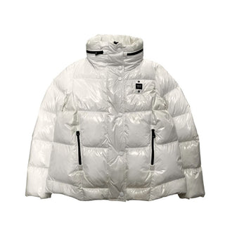 Blauer Giubbino trapuntato in nylon laqué da bambina 23WBLGC03288