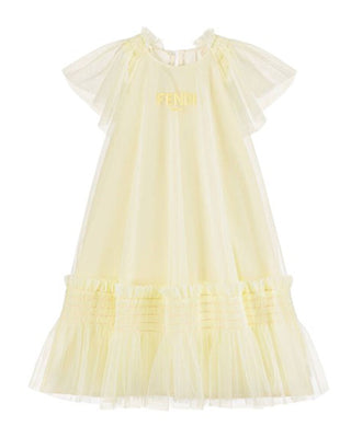 Fendi Abito giallo in tulle con logo JFB680-AEXX
