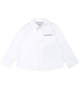 Emporio Armani Camicia bianca in popeline da neonato 6DHC31-4NJHZ