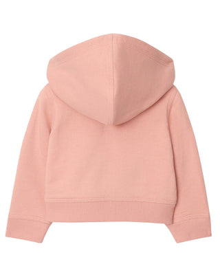 Burberry Felpa rosa con cappuccio, zip e finiture Check 8108907