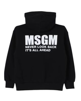 Msgm Felpa nera con zip e cappuccio F4MSJUZH073