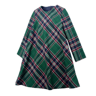 Il Gufo Abito verde in fantasia tartan da bambina A22VL527W3054