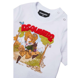 Dsquared2 T-shirt Bianca Con Stampa DQ3382-D0AJQ-DQ100 Per Neonato