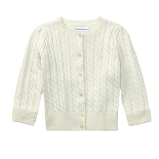 Polo Ralph Lauren Cardigan Panna A Trecce Per Neonata 310543047008