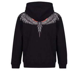 Marcelo Burlon Felpa Nera Con Cappuccio E Stampa F6CMJBHS040-110 Per Bambini