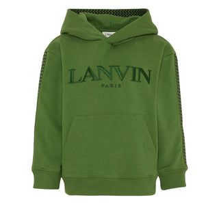 Lanvin Felpa verde con cappuccio e logo ricamato N30295