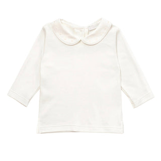 Coccodè T-shirt avorio in jersey con colletto Peter Pan C62184