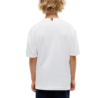 Tommy Hilfiger T-shirt Bianca Con Logo KB0KB10641-YBRJ Per Bambino