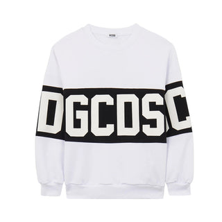 GCDS Felpa Girocollo Bianca Con Logo Z0UKQE584F004/100B