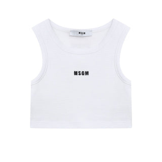 Msgm Canotta Bianca Con Logo S6MSJGTA030/001 Per Bambina