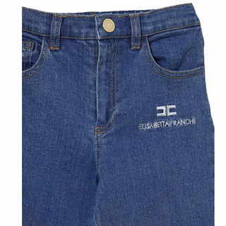Elisabetta Franchi Jeans in denim blu con logo ricamato EGPA084.C