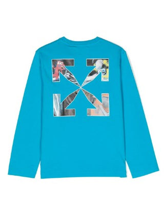 Off-White-T-Shirt mit Rundhalsausschnitt und Logo OBAB001S23JER003