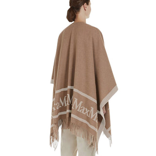 Max Mara Mantella In Lana Color Cammello Con Frange 2526546021/002 Per Donna