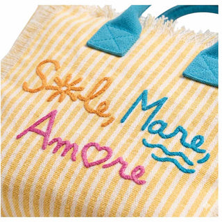 Mc2 Saint Barth Borse Colette In Canvas Con Fantasia A Righe Gialle COL0001/03481L