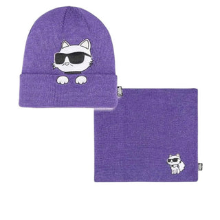 Karl Lagerfeld Cappello e scaldacollo con patch Z30333