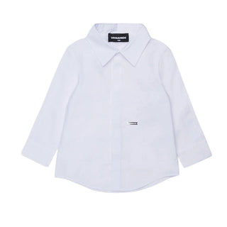 Dsquared2 Camicia Bianca In Popeline DQ3496-DAJ0-DQ100 Per Neonato