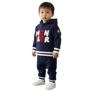 Moncler Tuta Blu In Cotone Per Neonato I29518M00022