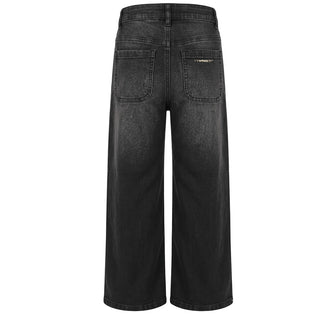 TWINSET Jeans Gamba Larga In Denim Nero Con Fiocchi 262GB204A Per Bambina
