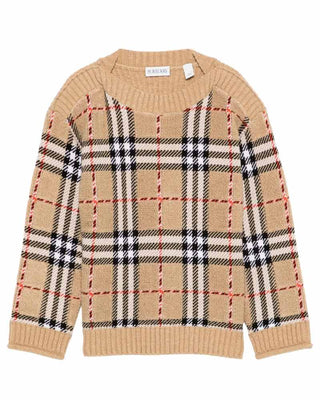 Burberry Maglia beige in lana Check 8105822