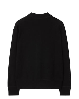 Burberry Cardigan nero in lana con etichetta Check 8100380