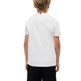 Tommy Hilfiger T-shirt Bianca Con Stampa KB0KB10769-YBRJ Per Bambino