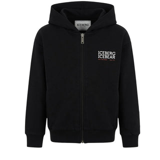 Iceberg Felpa Nera Con Zip E Cappuccio MFICE7328B-V3J Per Bambino