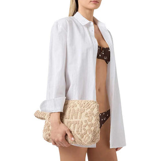 Mc2 Saint Barth Pochette Aline In Cotone Beige Con Ricamo Tufting ALI0016/00102L