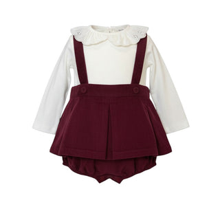 Dottor Kids Vestina A Salopette In Velluto Bordeaux DK1390