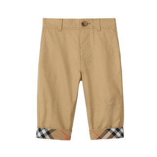 Burberry Pantaloni Beige In Twill 8133472 Per Neonato