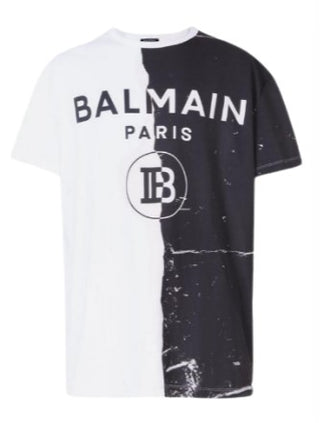 Balmain T-shirt girocollo con stampa frontale SH01060