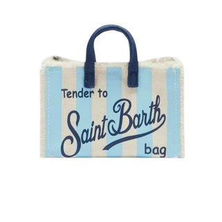 Mc2 Saint Barth Micro Borsa In Canvas A Righe Azzurre PHONE001/02689L