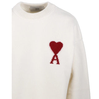 Amis Paris Maglia girocollo avorio in lana Coeur UKS838.018A