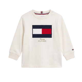 Tommy Hilfiger T-shirt Avorio A Maniche Lunghe KB0KB10651-Z00 Per Neonato